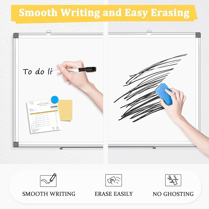 AMUSIGHT 2 Pack Double-Sided Magnetic Whiteboard, Aluminum Frame White Board - Image 3
