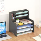 Wisuce Essentials Bamboo Desk Organizer Mail Holder Countertop Letter Tray File - Image 6