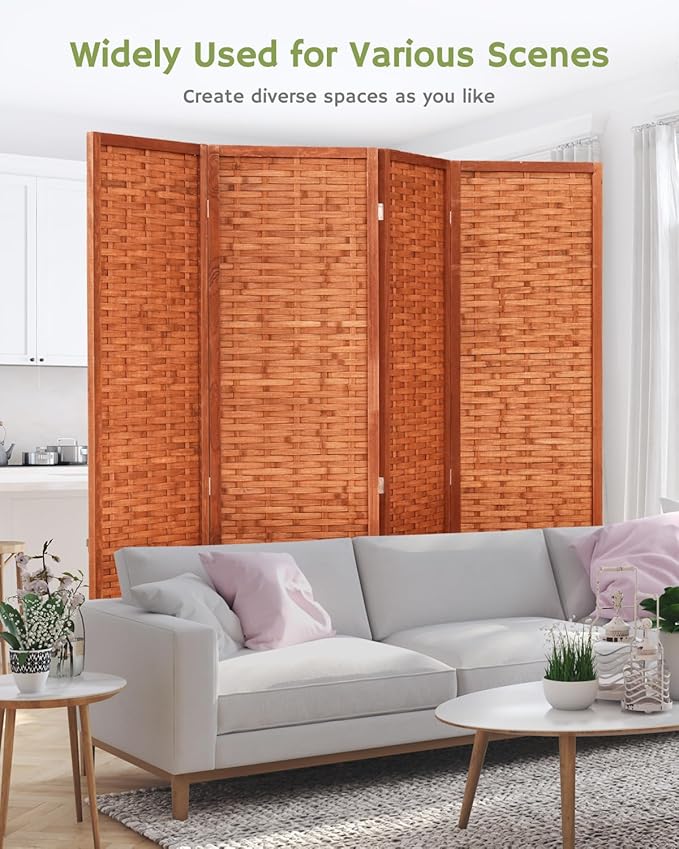 JOSTYLE 6ft Folding Privacy Screens 4-Panel Freestanding Room Dividers - Image 4
