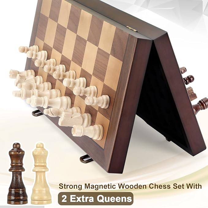 Magnetic Wooden Chess Set for Adults Kids 12'' Chess Board - Image 7