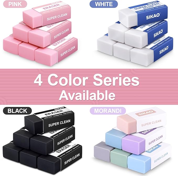 Morandi Erasers, 6 Pack Aesthetic Block Pencil Erasers – Soft Neutral Colors - Image 9