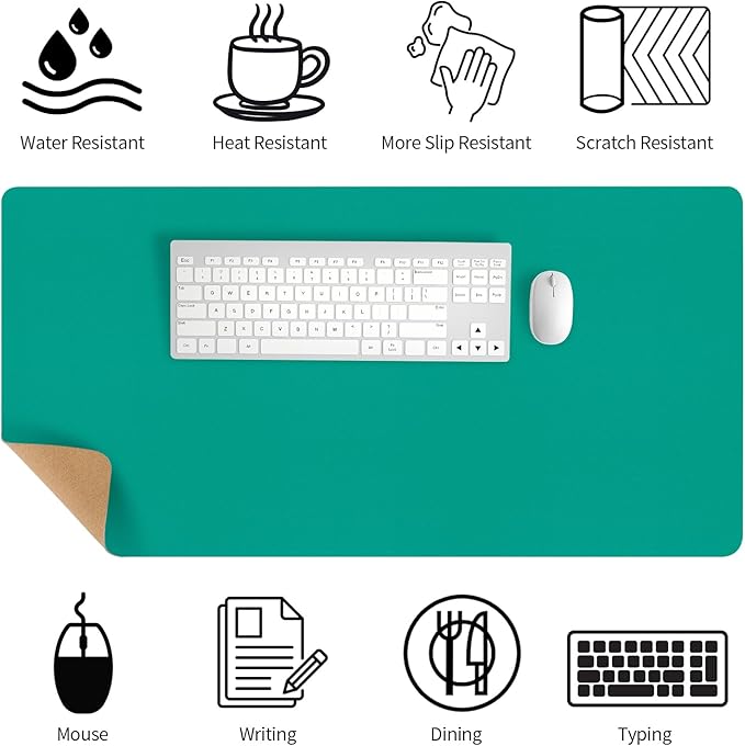 Bloss Green Desk Mat, Leather Desk Pad, Desk Matt - Image 4