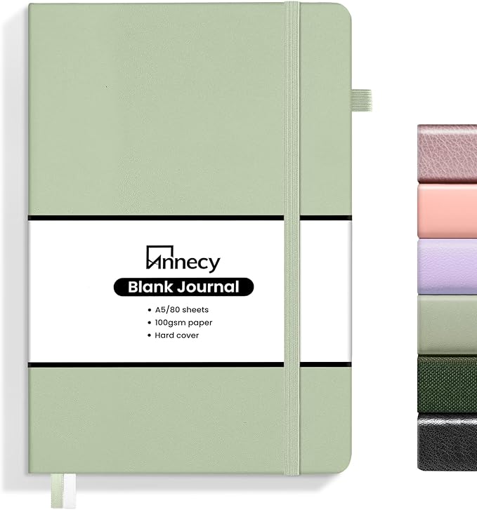 Annecy Blank Journal Notebook, Medium 5.5x 8.25, 160 Pages 100GSM Writing Paper by Annecy