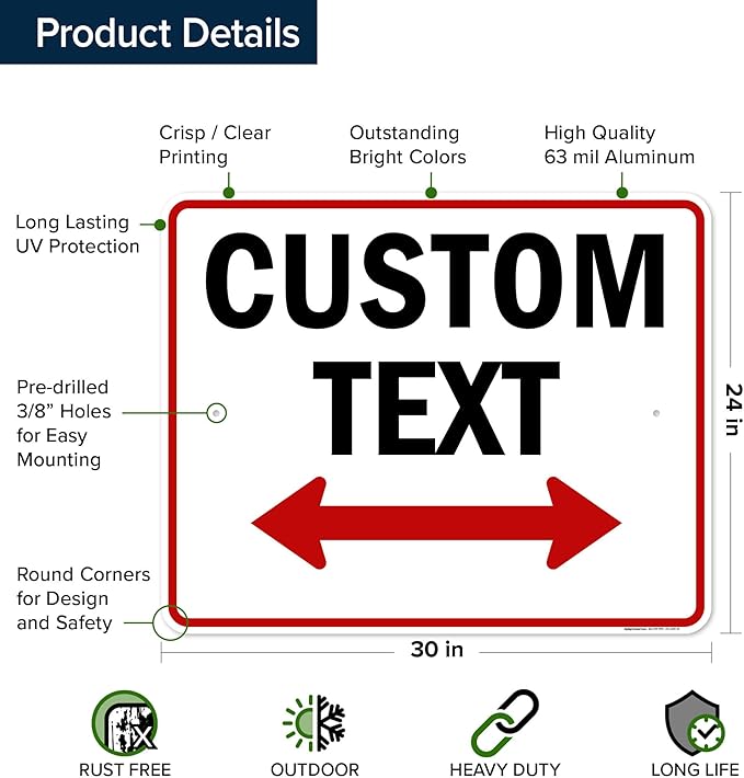 Custom Arrow, Custom Directional Sign, Two Way Arrow, 24x30 Inches, Rust Free - Image 6