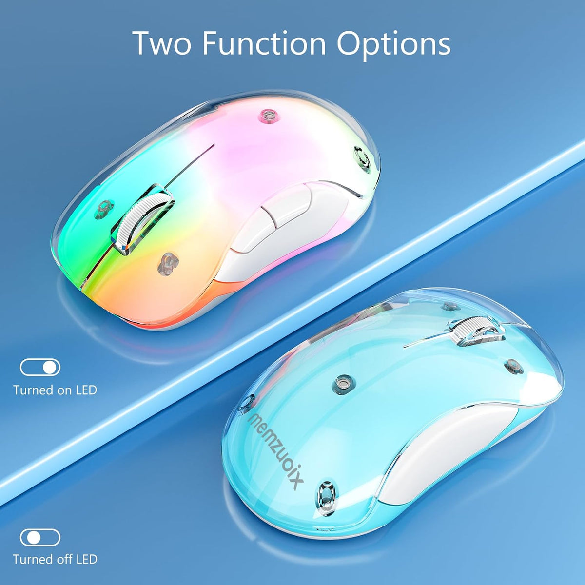 memzuoix 2.4G Wireless Mouse with Customizable Cover & 9-Color LED - Rech...
