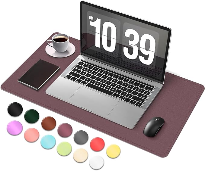 Desk Pad Protector, Leather & Suede Desk Mat, Non-Slip Desk Pad Mat, Large by BLESWIN