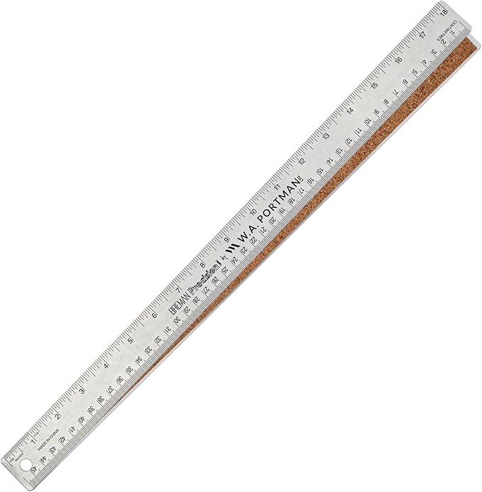 Breman Precision Metal Ruler 18 Inch Cork Back – Stainless Steel Straight Edge by WAPortman