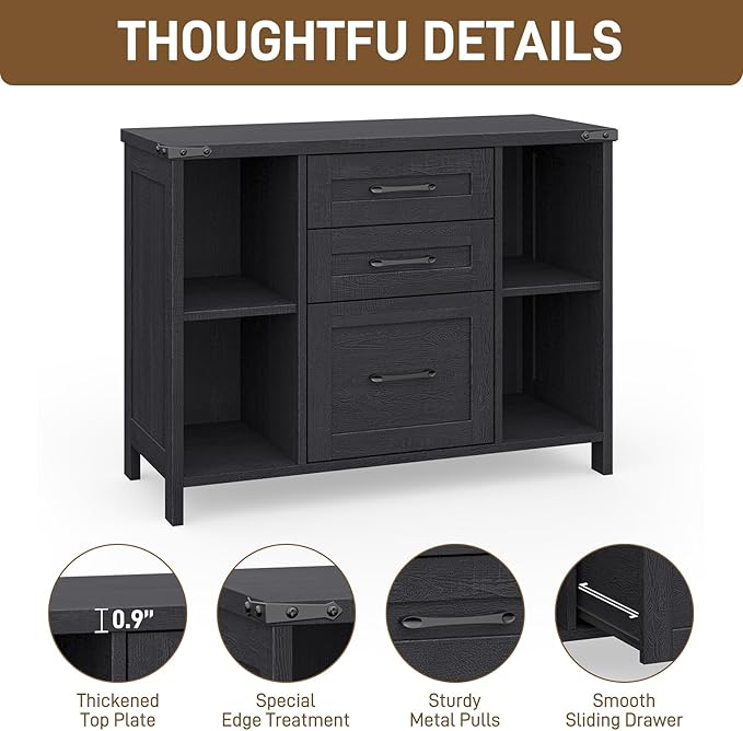 Vabches File Cabinet with 3 Drawers, Farmhouse Lateral File Cabinet Fits Files - Image 7