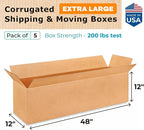 Extra Large Shipping & Moving Boxes 48 x 12 x 12" - Image 2