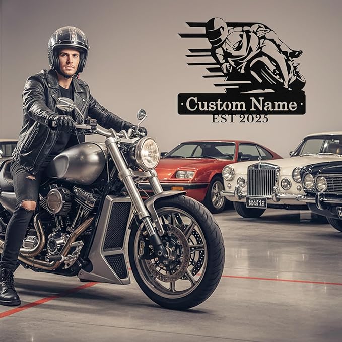 Personalized Motorcycle Metal Sign Custom Biker Name Sign Dirt Bike Wall Decor - Image 6