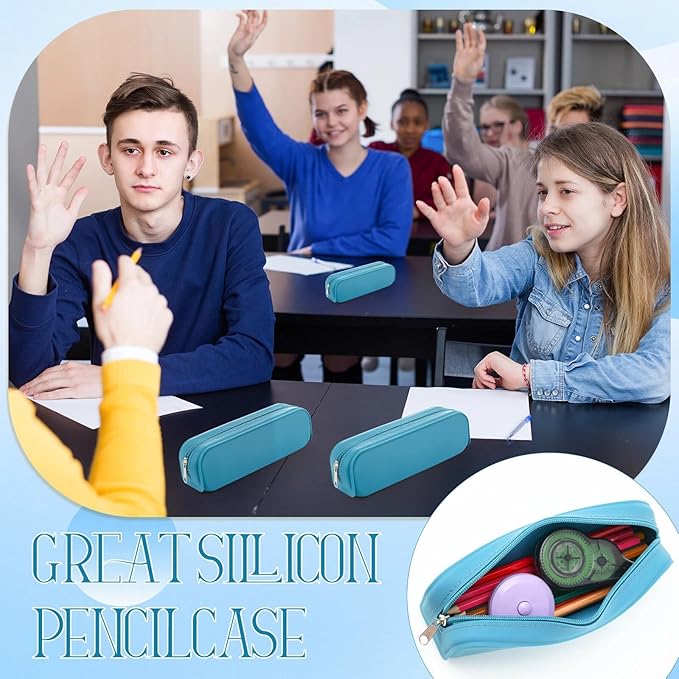 Feifeiya 8 Pcs Silicone Pencil Case Pen Zipper Pouch Bags Aesthetic Back to - Image 6