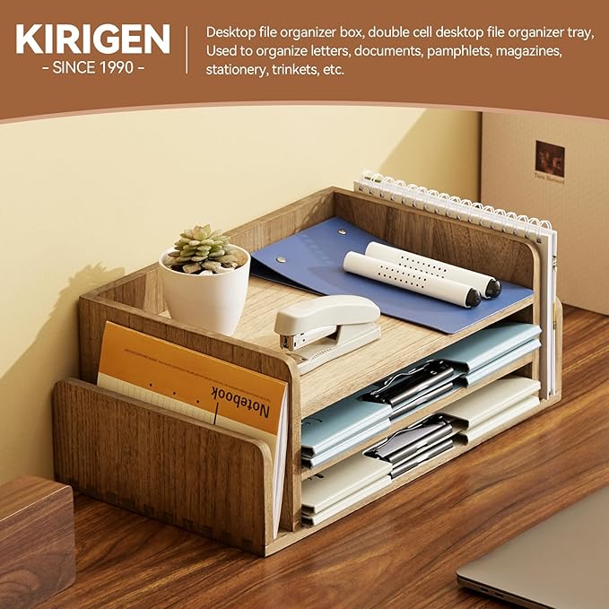 KIRIGEN Wood Desk Organizer 5 Trays - Image 3