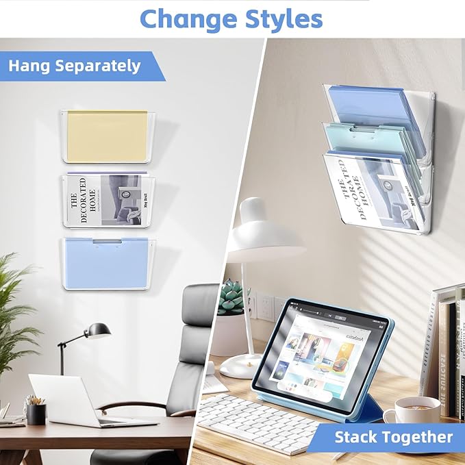 SUPEASY Clear Acrylic Single Pocket, Large Plastic Hanging Wall Mount File - Image 3