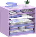SHARKWOODS 5-Tier Wood Desk Organizer, Paper Tray Organizer by SHARKWOODS