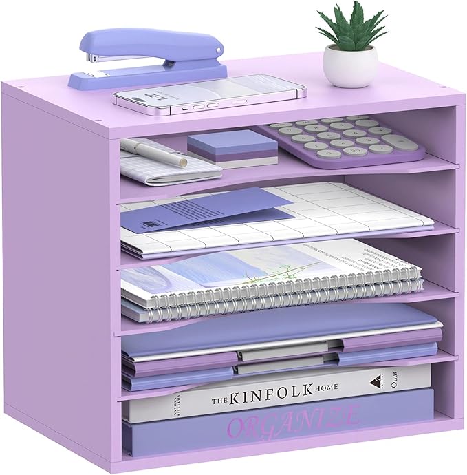 SHARKWOODS 5-Tier Wood Desk Organizer, Paper Tray Organizer by SHARKWOODS