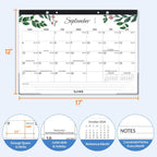 SUNEE Desk Calendar 2026-2027 17" x 12", 18 Month Calendar Jul. 2026 - Dec. 2027, Calendar 2026-2027 With Notes, for Planning, Organizing in Family, School or Office - Greenery