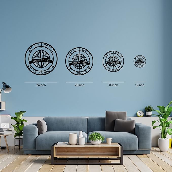 Metal Name Signs Personalized, Nautical Compass GPS Coordinates Metal Sign - Image 7