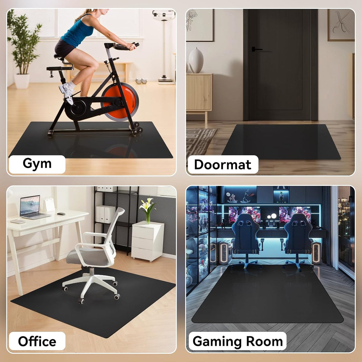 Black Office Chair Mat for Hardwood Floor, 48 x 96 in Desk Floor Protector