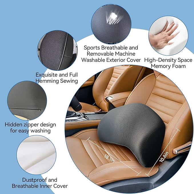 Lumbar Support Pillow for Car, 100% Memory Foam Lumbar Pillow - Image 7