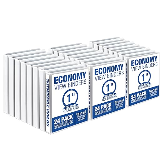 Samsill 1 Inch 3 Ring Binders, Made in USA, Economy Round Ring, 200 Sheet by Samsill