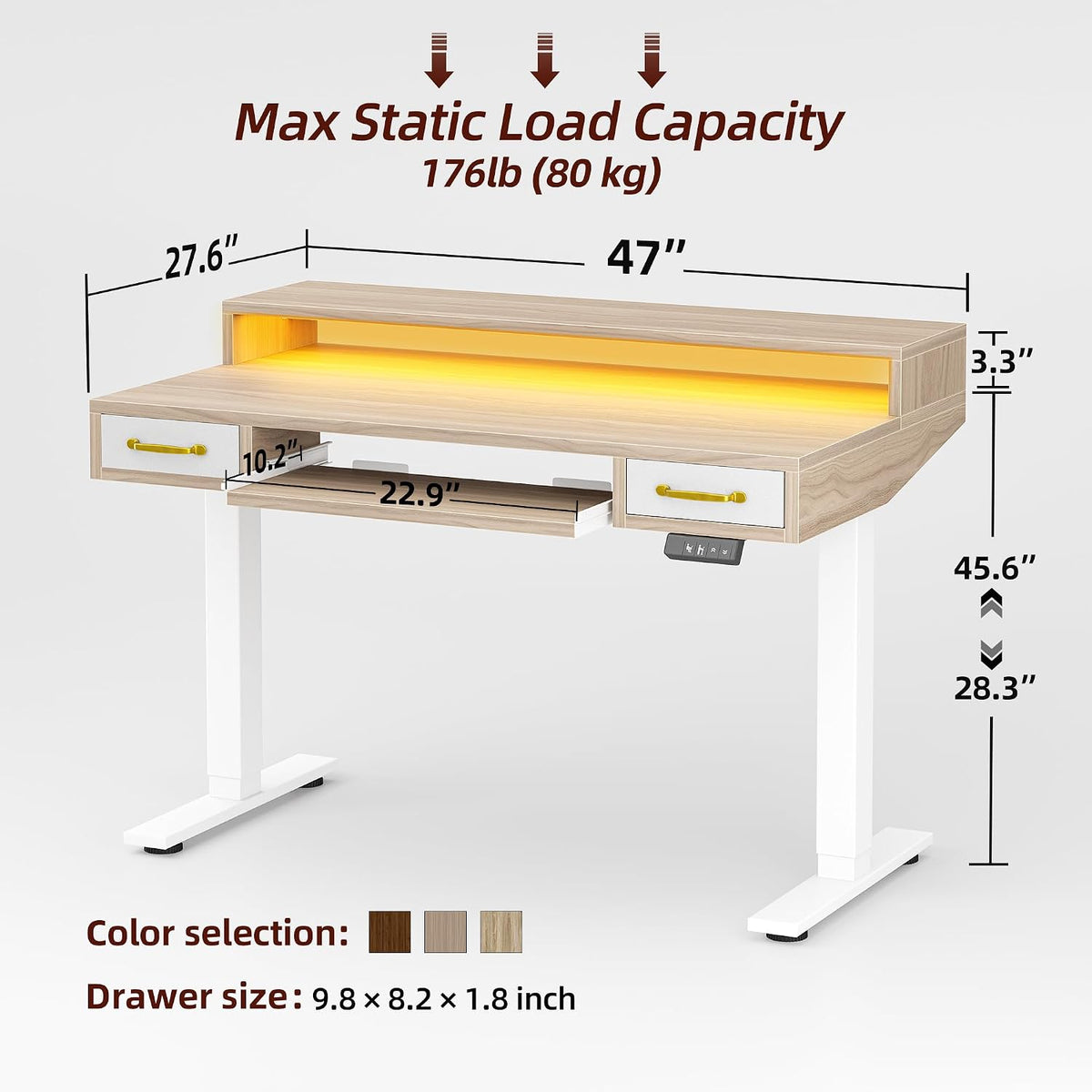 TIQLAB Standing Desk with Two Drawers, Stand Up Standing Desk Adjustable Heig...