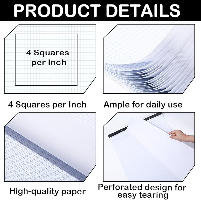 gisgfim Large Engineering Graph Paper Pad 22x 17 Landscape 4 X 4 Blue Grid Pad - Image 4