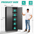 sisesol 75" tall metal storage cabinet with wheels,rolling shown in use