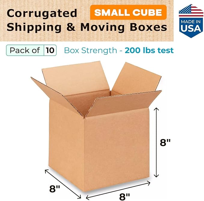 IDL Packaging - B-888-10 Cube Corrugated Shipping Boxes 8"L x 8”W x 8"H - - Image 2