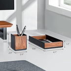 UPERGO Walnut Desk Tray with Pen Holder Set, Natural Wooden Desk Drawer - Image 6