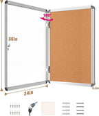 Mifuro 36"x24" Enclosed Bulletin Board, Lockable Weather-Resistant Aluminum - Image 5