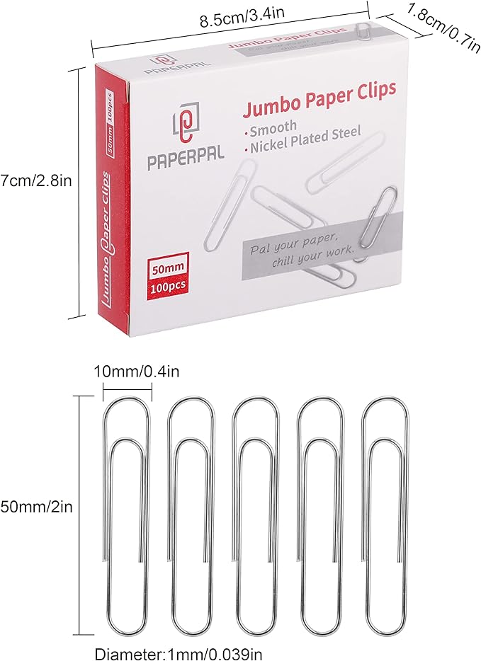 PAPERPAL Paperclips for Office School & Personal Use, Jumbo Smooth Paper Clip - Image 2