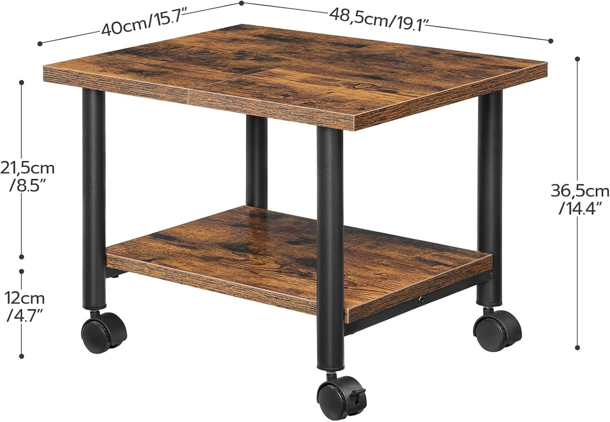 HOOBRO Printer Stand, 2-Tier Industrial Under Desk Printer Cart with Shelf, M...