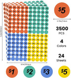 3500 Pcs Price Stickers for Garage Sales, Pre-Printed 25¢ to $20 & Blank Yard Sale Price Tags, Pricing Labels Removable Adhesive No-Residue for Yard Sale Sign Supplies, Rummage Sale & Small Business