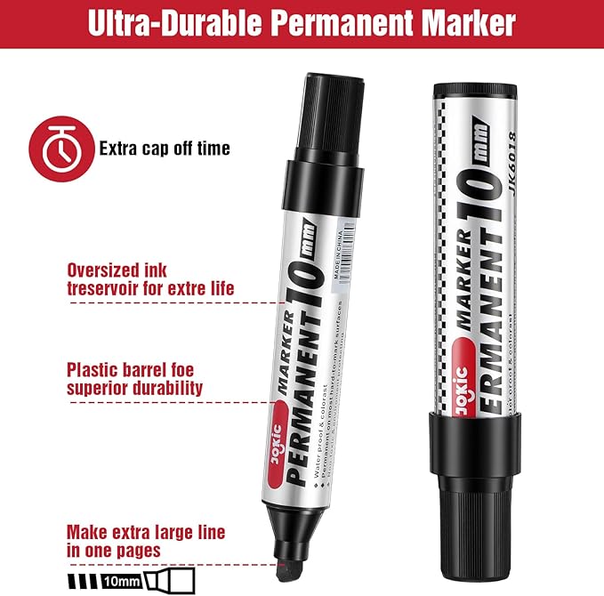 hidyuuoo 30 Pack Jumbo Size Permanent Markers Bulk Permanent Marker Set Chisel - Image 3