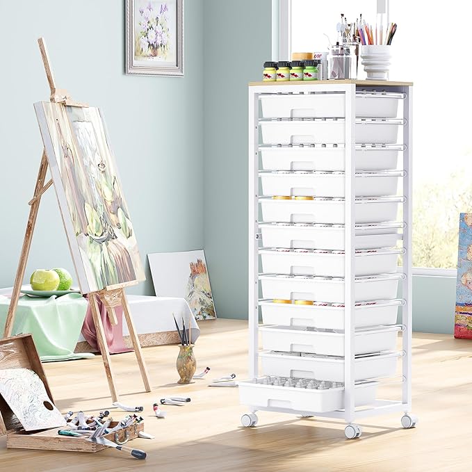 SYKIARIOL Rolling Cart with Drawers, 12 Drawer Rolling Cart, Rolling storage - Image 7