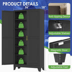 75" metal garage storage cabinet with 2 doors, close-up detail
