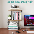 Vfelf Desktop Bookshelf, 3-Tier Desk Organizer Shelf - Image 5