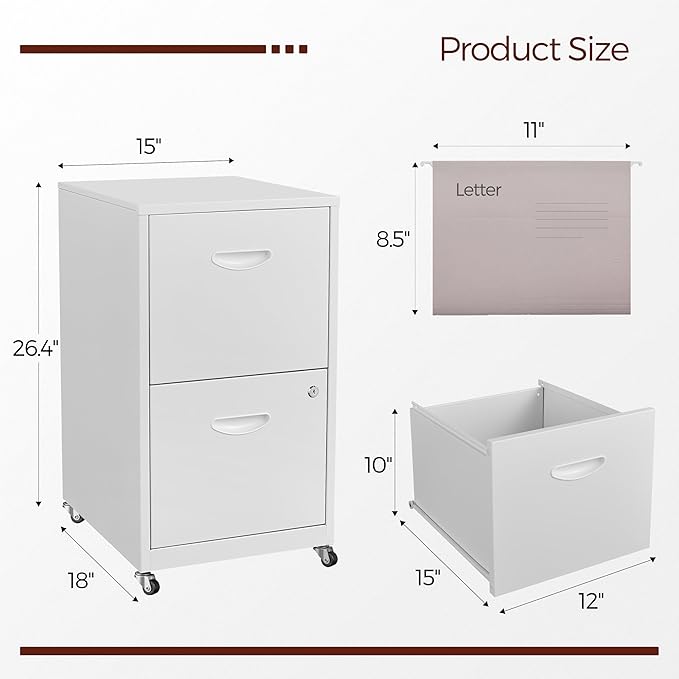 Kubohogar 2 Drawer Mobile File Cabinet - Image 3