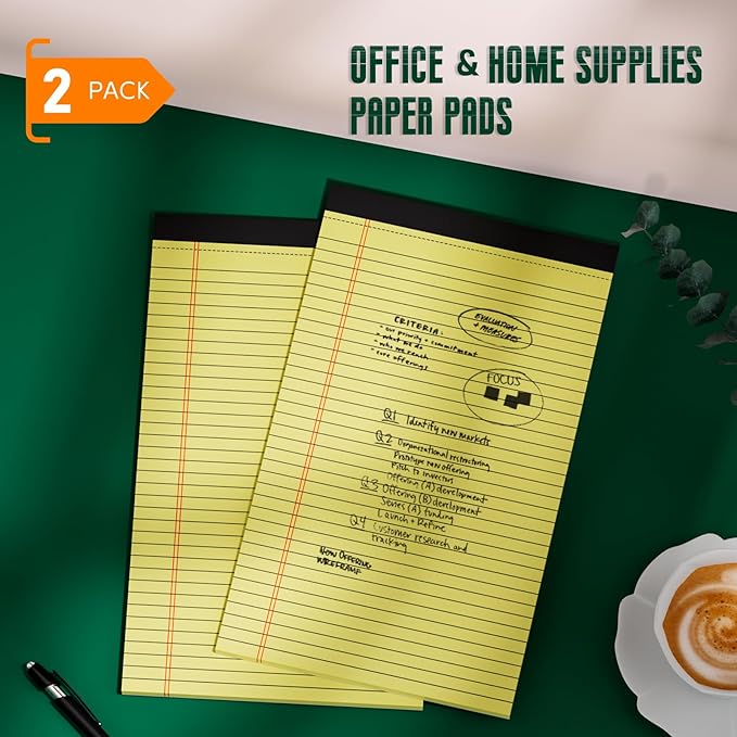 Legal Pads 8.5 x 14 Note Pads, 2 Pack Writing Pads Wide Ruled Notepads - Image 7