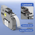 3pack 12mm 0.47 TZe TZ Tape Laminated White Label Maker Tape Replacement - Image 2