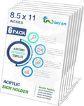 Wbtran Acrylic Sign Holder 8.5 x 11, 6 Pack Slanted Back Sign Holders by Wbtran
