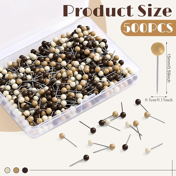 WILLBOND 500 Pack Map Push Pins Map Tacks Small Round Head Push Pins Thumb Tacks - Image 2
