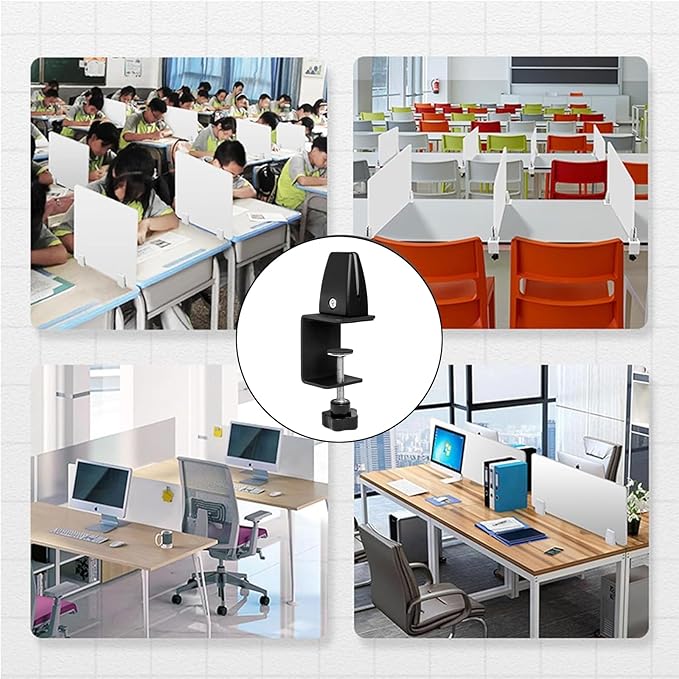 Heavy Duty Sneeze Guard Clamp For 0.1" to 1" Thick Panel, Desk Partition - Image 7