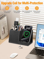 TopMade Wireless Charger with Pen Pencil Holder, Leather Mltifunctional Desk - Image 9