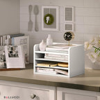 Ballucci File Organizer, 4-Tier Office Desk Organizer, Open Top Wood Paper - Image 7