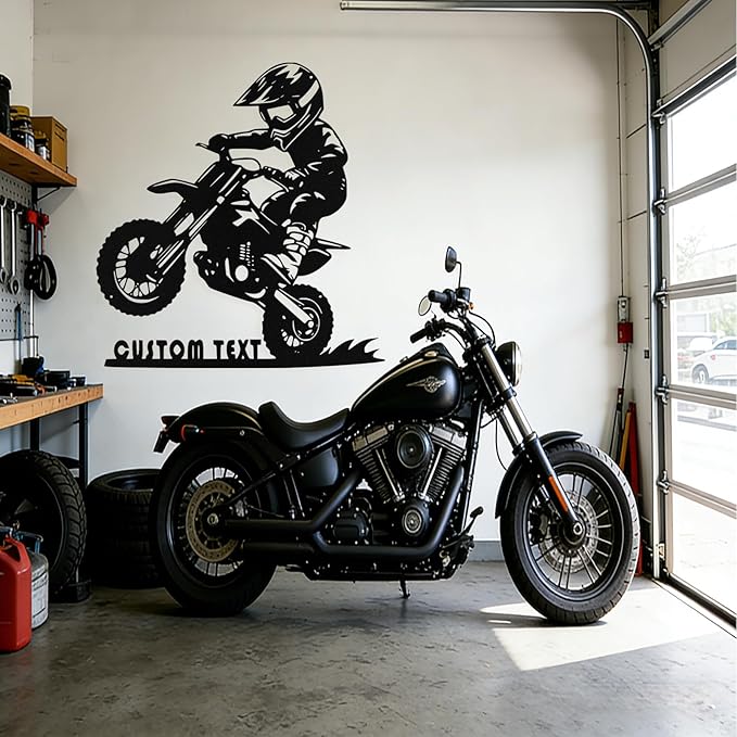 Custom Motorcycle Metal Signs Personalized Dirt Biker Name Sign Custom Garage - Image 2