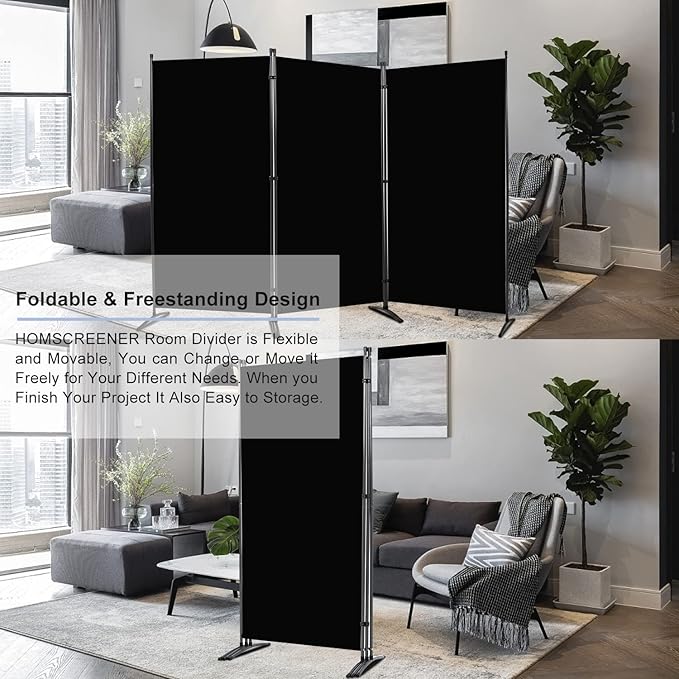 Room Divider 6FT Folding Privacy Screens, 3 Panel Partition Room Dividers - Image 3
