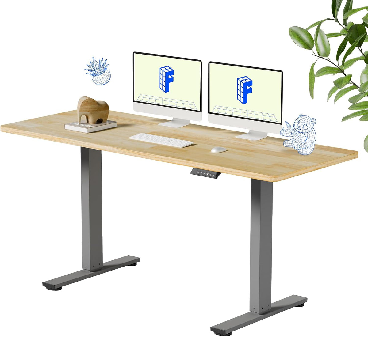 FLEXISPOT EN1 One-Piece Solid Wooden Standing Desk 63 x 24 Inches Height