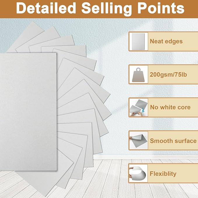 Silunkia 100 Sheets Grey Cardstock 8.5 x 11 Certificates Paper, 200gsm/75lb - Image 3