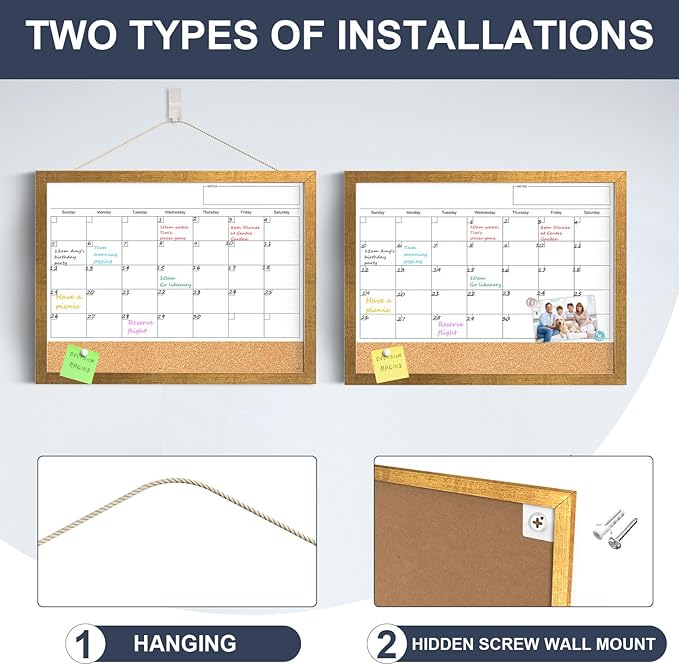 Calendar Whiteboard for Wall, 17x13 Inches White Board Calendar Dry Erase - Image 2